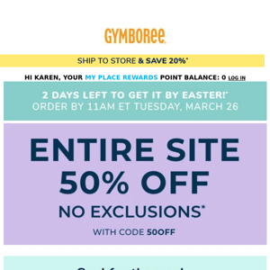 Get it by Easter! 50% off EVERYTHING for a limited time