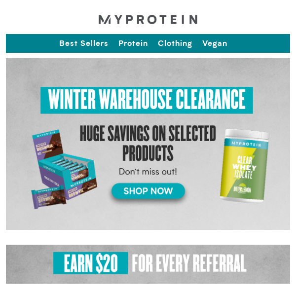 Winter warehouse clearance: Huge savings on selected items 💪