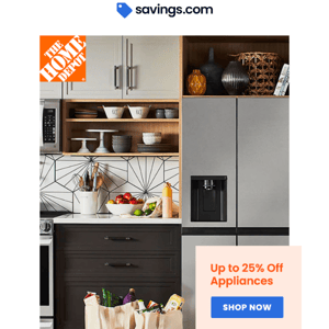 The Home Depot: Up to 25% Off Select Appliances