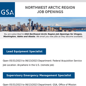 New/Current Job Opportunities in the GSA Northwest Arctic Region