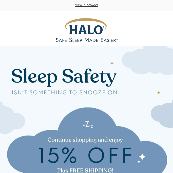 Hey Halo SleepSack, take 15% off today & free shipping