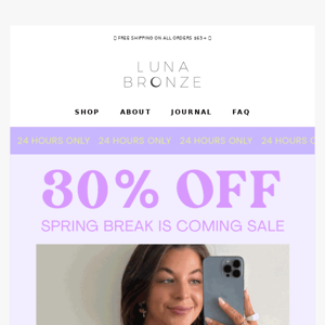 Luna Bronze, 30% off exclusive flash sale starts now