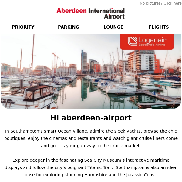 Fly to Southampton with Loganair Aberdeen Airport ✈️