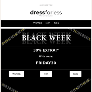 Get 30% EXTRA DISCOUNT at dressforless