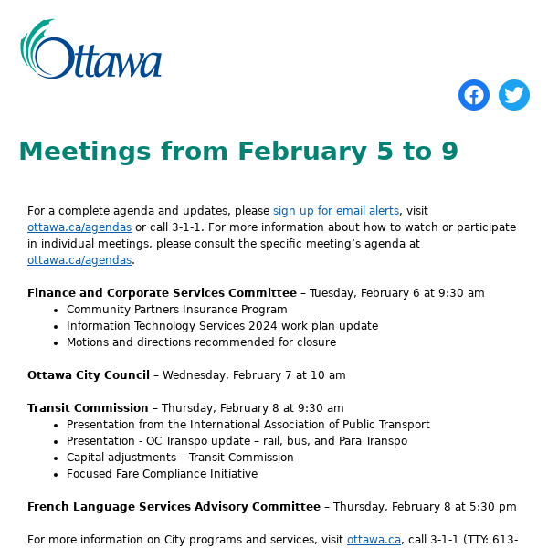 Meetings from February 5 to 9