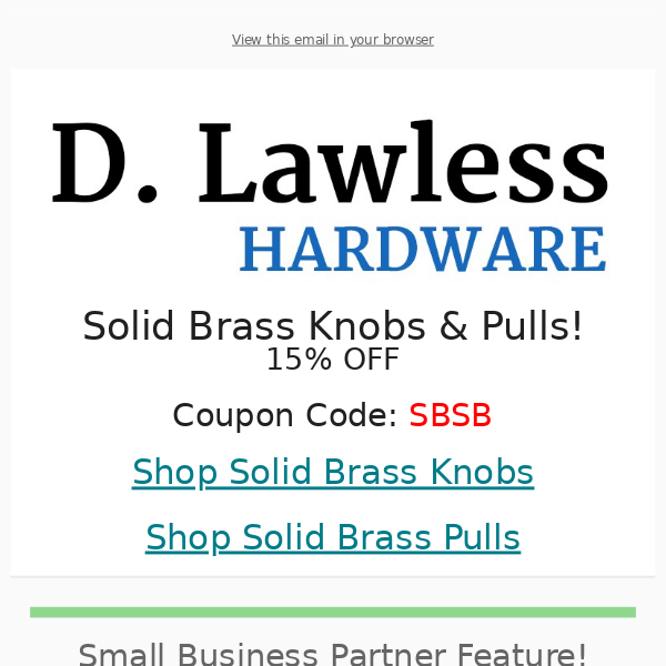 Solid Brass Sale! 15% Off Solid Brass + Small Biz Feature