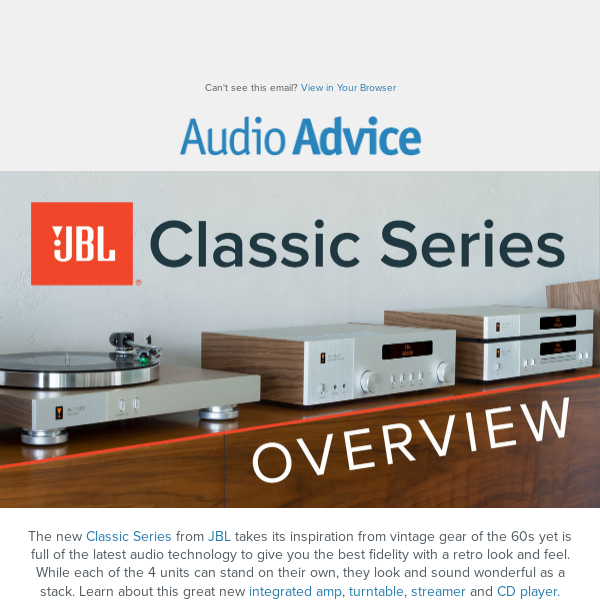 NEW! JBL Classic Series Featuring Integrated Amp, Turntable, Streamer & CD Player