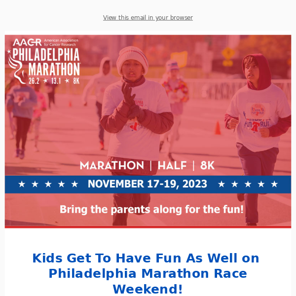 Children can Participate on Philadelphia Marathon Race Weekend Also!