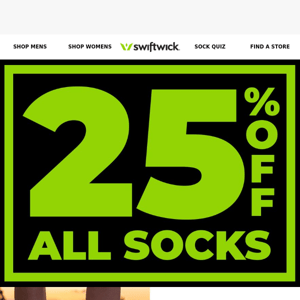 25% Off All Socks