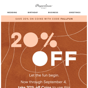 3 days only: Take 20% off everything