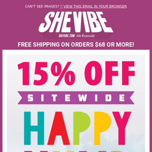 🤗 15% Off SIDEWIDE At SheVibe! Coupon Code HUMP15