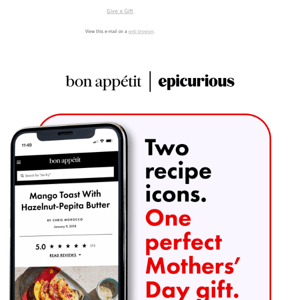 Two recipe icons. One perfect Mothers’ Day gift.