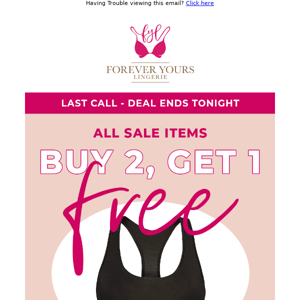 FINAL CALL - Buy 2 Get 1 FREE Ends Tonight