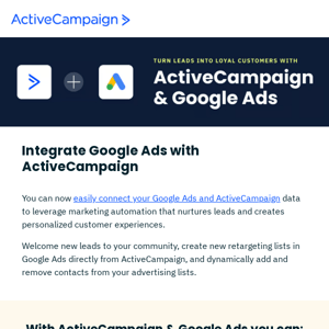 Now Available: Integrate Google Ads with ActiveCampaign