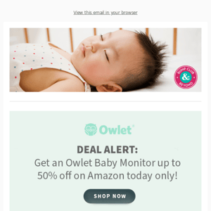 DEAL ALERT: Get an Owlet Baby Monitor up to 50% off on Amazon today only!