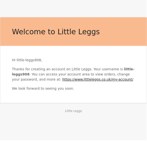 Your Little Leggs account has been created!