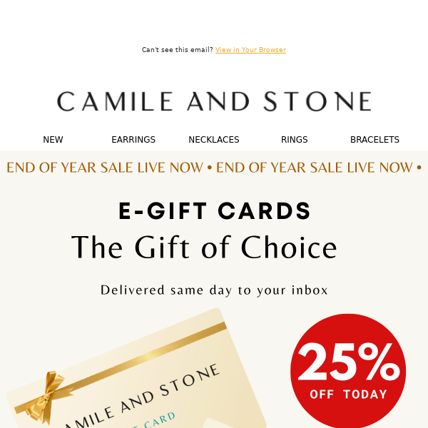 Missed The Xmas Cut-off? 🎁 Here's 25% Off E-Gift Cards