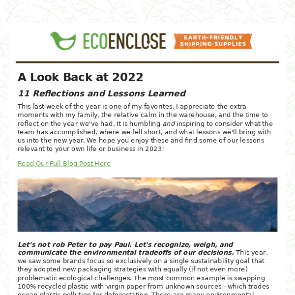 2022 Reflections and Lessons Learned