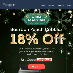 18% off 😋 Bourbon Peach Cobbler Coffee...