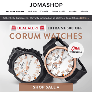 🚨 DEAL ALERT 🚨 CORUM WATCHES (EXTRA $3500 OFF)