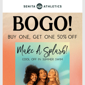 Dive in to BOGO 50% off ALL swim! 🏊‍♂️