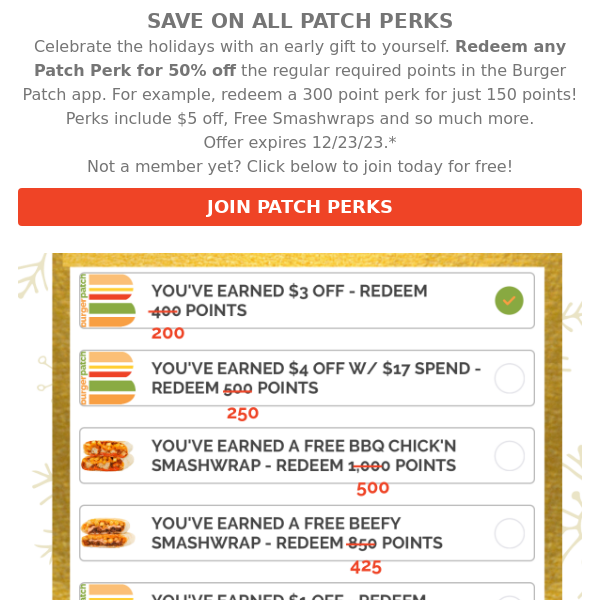 50% Off Patch Perks Ends 12/23/23