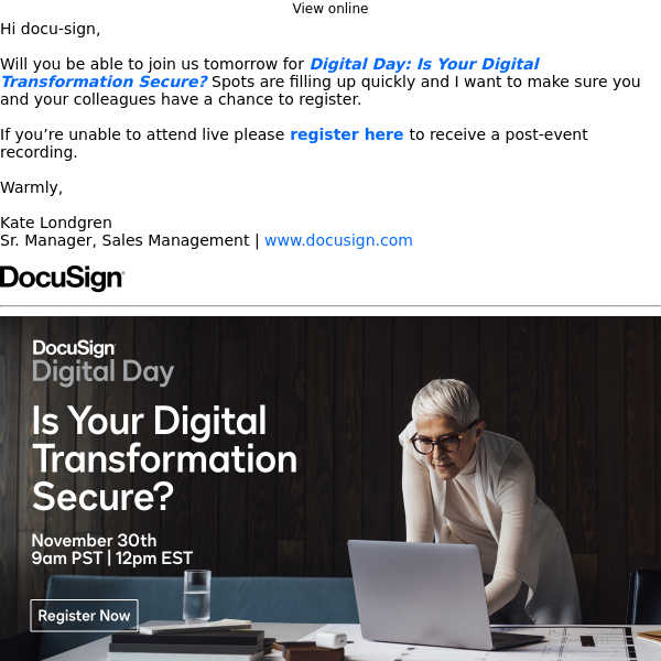 FW: Docu Sign! Join our Free Event to Learn How to Reduce Risks and Securely Transform Business Processes