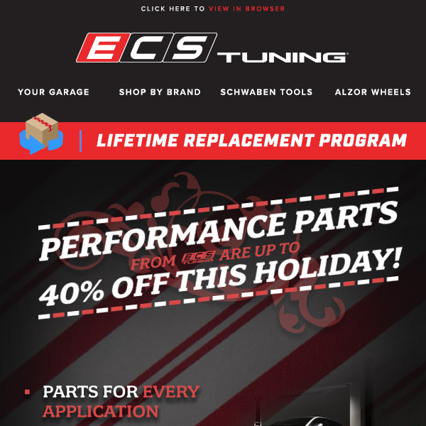 Up To 40% off Top ECS and Turner Performance Parts for the Holiday!