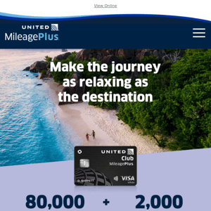 United, earn 80,000 bonus miles + earn 2,000 PQP