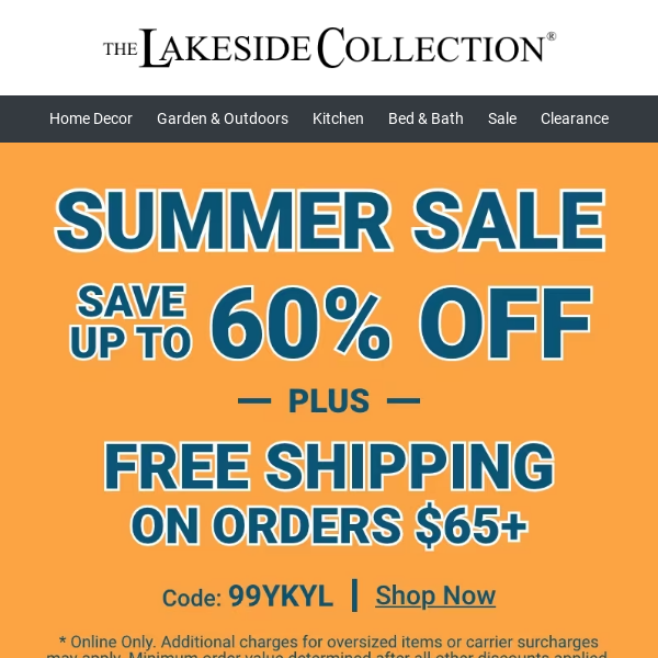 Summer Savings! Free Shipping + Deals Up to 60% Off!