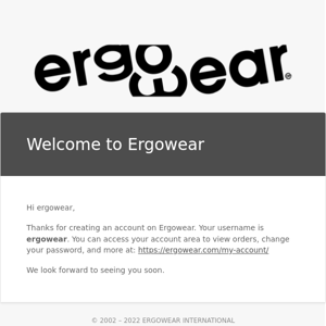 Your Ergowear account has been created!