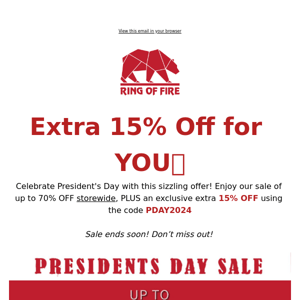 🇺🇸 President's Day Sale! Up to 70% Off + Extra 15% Off for YOU 🔥