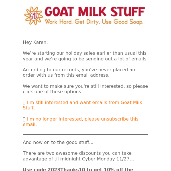 Goat Milk Stuff Holiday Sale has started.