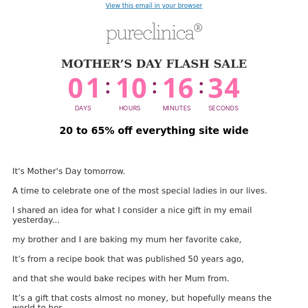 Mother's Day sale ends tomorrow