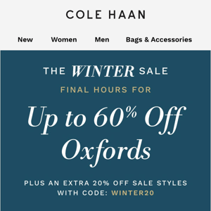 Final hours for up to 60% off oxfords