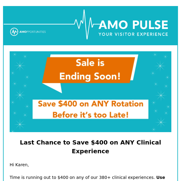 AMO Pulse: $400 Savings Expires Soon!