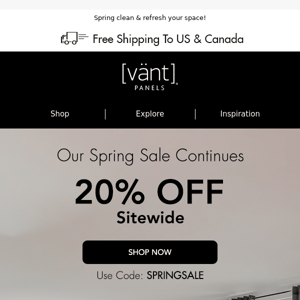 Sale Continues: 20% OFF Sitewide