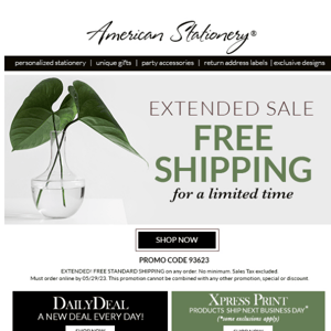 Free Shipping Sale EXTENDED