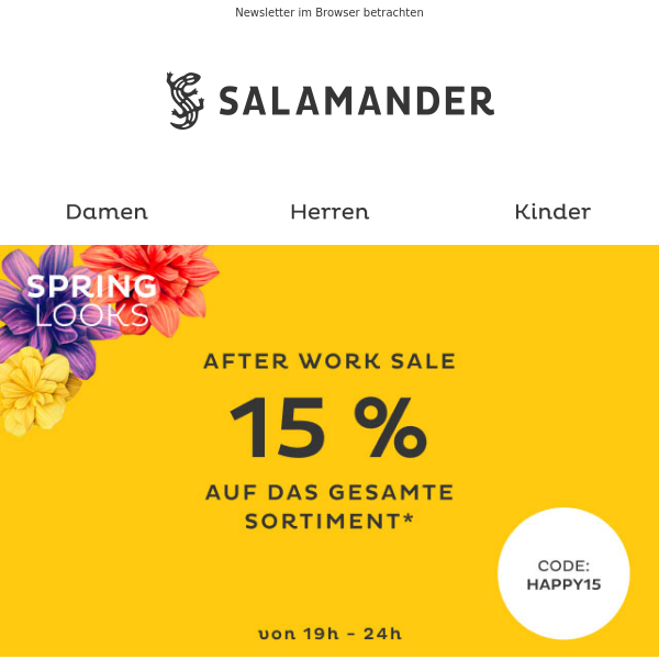 Heute von 19 - 24 Uhr: 15% Rabatt sichern