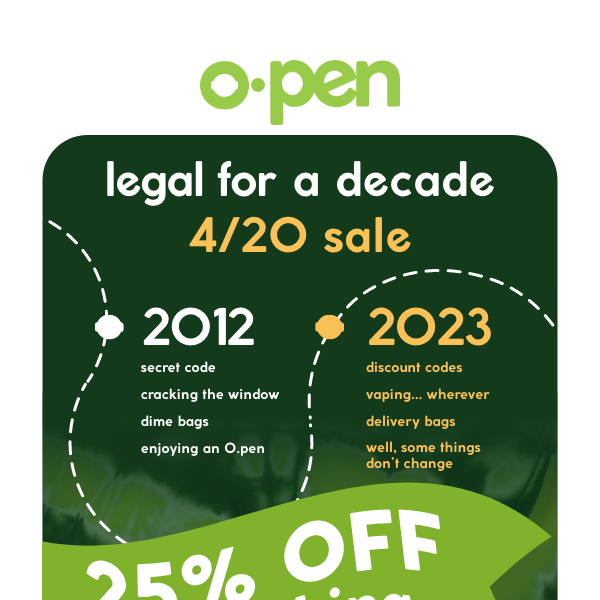 25% off sitewide: 4/20 deals on now!
