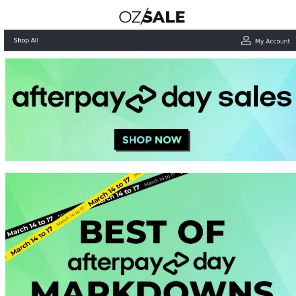 Afterpay MARKDOWNS Up To 80% Off! Get Saving!