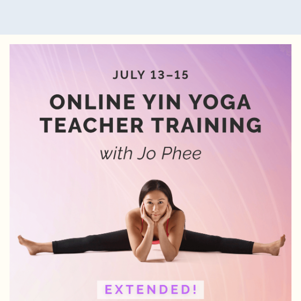 Sale extended! Save on Yin Yoga Teacher Training!