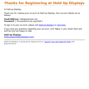 Thanks for Registering at Hold Up Displays