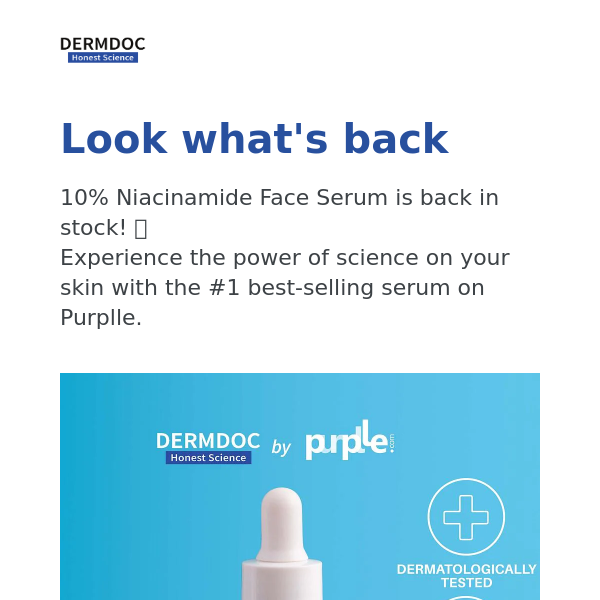 🎉 DermDoc's Best-Selling Niacinamide Face Serum is Back in Stock!