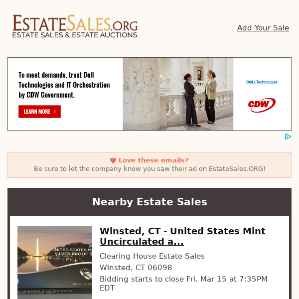 Your daily estate sales on EstateSales.org