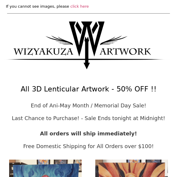50% OFF ALL 3D ARTWORK! - LAST DAY OF MAY SALE! || Wizyakuza.com