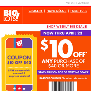 Stack your coupon ($10 OFF any $40+ purchase) with other amazing deals! 🤯