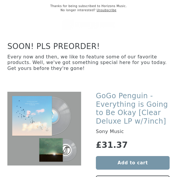 SOON! GoGo Penguin - Everything is Going to Be Okay [Clear Deluxe LP w/7inch]