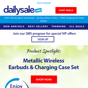 $12 Metallic Wireless Earbuds & Charging Case Set