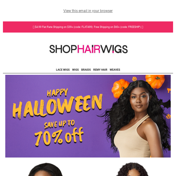 Save up to 70 on selected styles Shop Hair Wigs